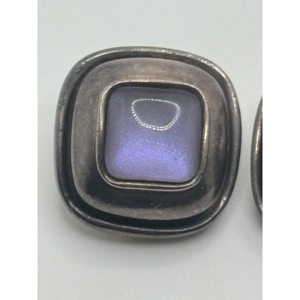 2001 Steve Vaubel Sterling Silver‎ Glass Clip On Earrings